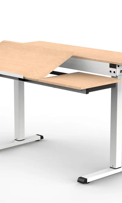 站立式办公桌，48 英寸曲柄可调高度，错层绘图桌人体工学办公桌，带显示器搁板