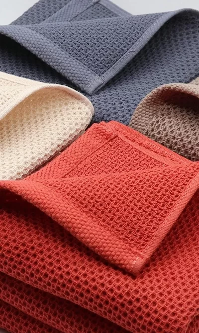 天然棉华夫饼编织，厨房清洁抹布、整洁抹布洗碗布干燥抹布清洁布，柔软吸水厨房手巾毛巾，12 英寸x12 英寸 6 包